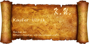 Kaufer Ulrik névjegykártya